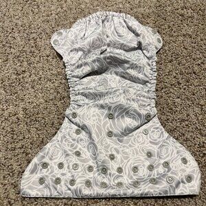 Grey Rose Floral OS Pocket Cloth Diaper w/ Suede Inner by Mama Koala Diaper